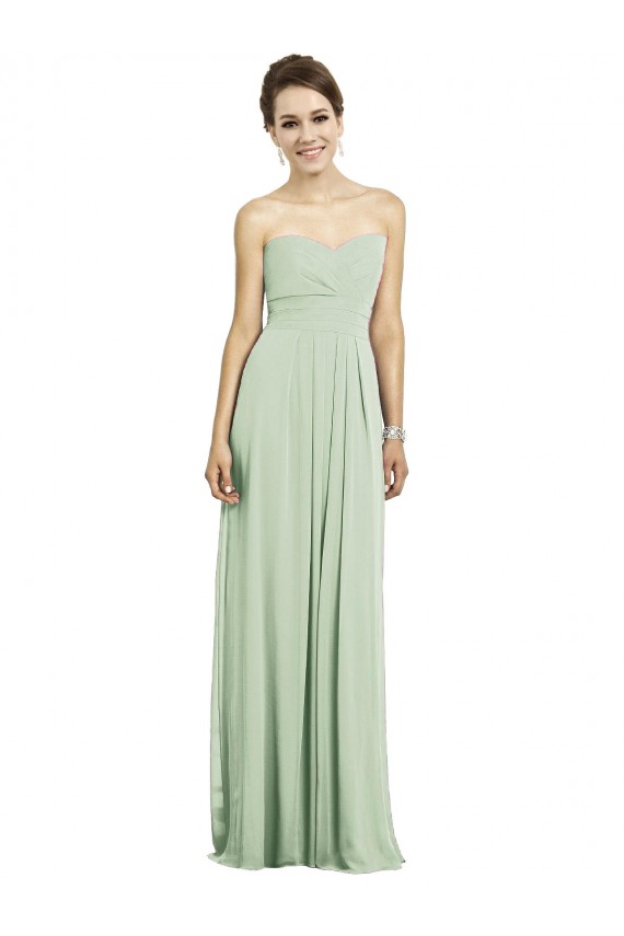 Full Length Strapless Chiffon Bridesmaid Dress with Sweetheart Neckline UK