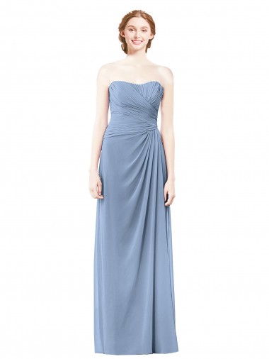Strapless Long Chiffon Bridesmaid Dress with Sweetheart Neckline UK