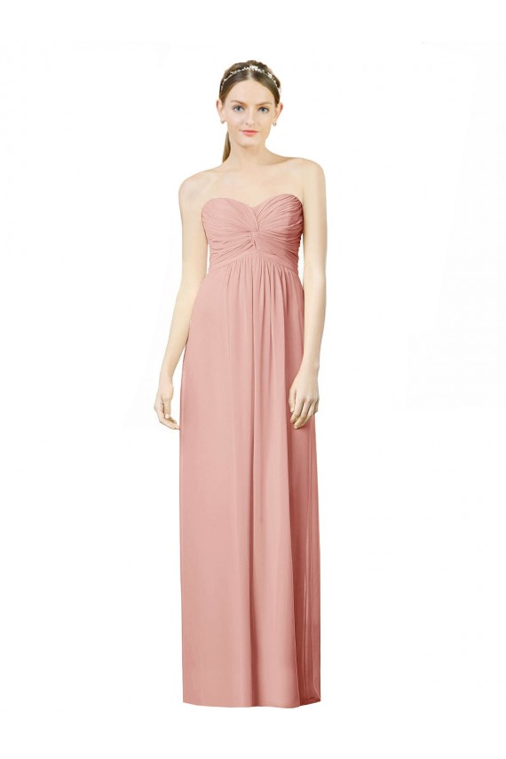 Long Chiffon Sweetheart Bridesmaid Dress with Twist Bodice UK