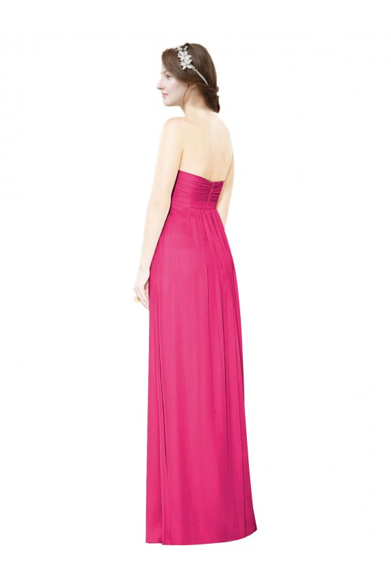 Full Length Strapless Long Chiffon Dress with Waistband UK