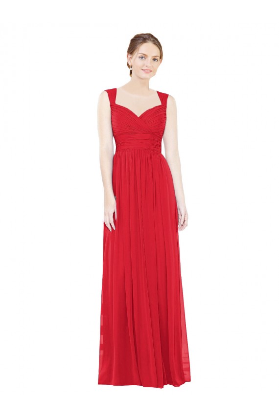 Full-Length Long Chiffon Bridesmaid Dress with Side Front Slit UK