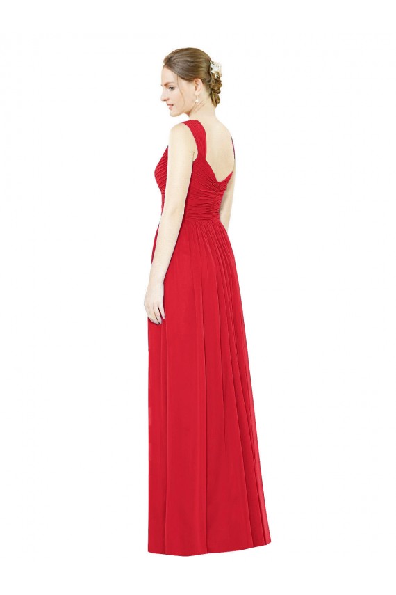 Full-Length Long Chiffon Bridesmaid Dress with Side Front Slit UK