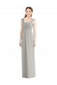 Full Length Lux Chiffon Dress with Draped Bodice And Shirred Straps UK