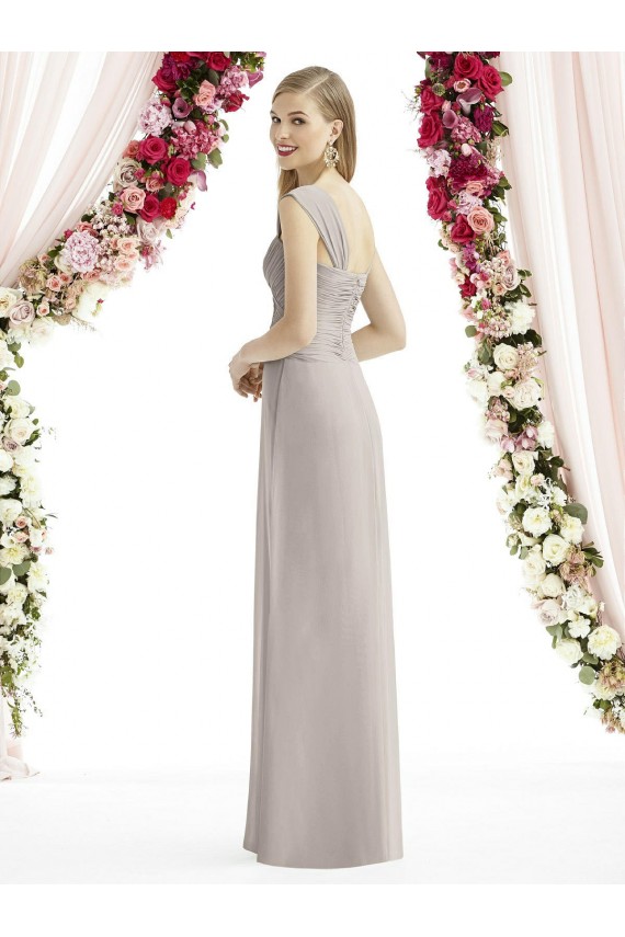 Full Length Lux Chiffon Dress with Draped Bodice And Shirred Straps UK