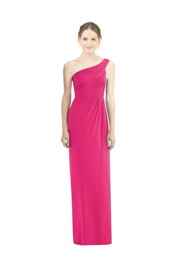 One Shoulder Long Chiffon Bridesmaid Dress UK