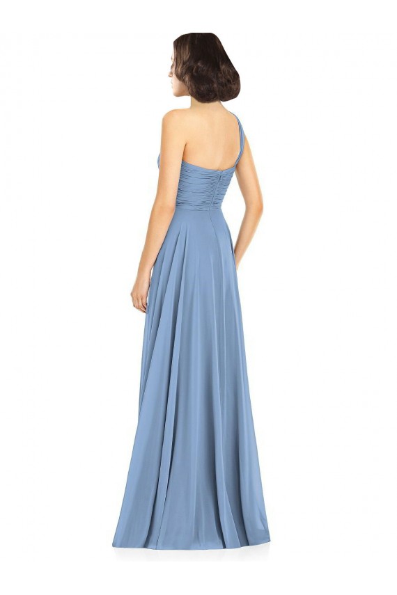 One Shoulder Long Chiffon Bridesmaid Dress with Sweetheart Bodice UK