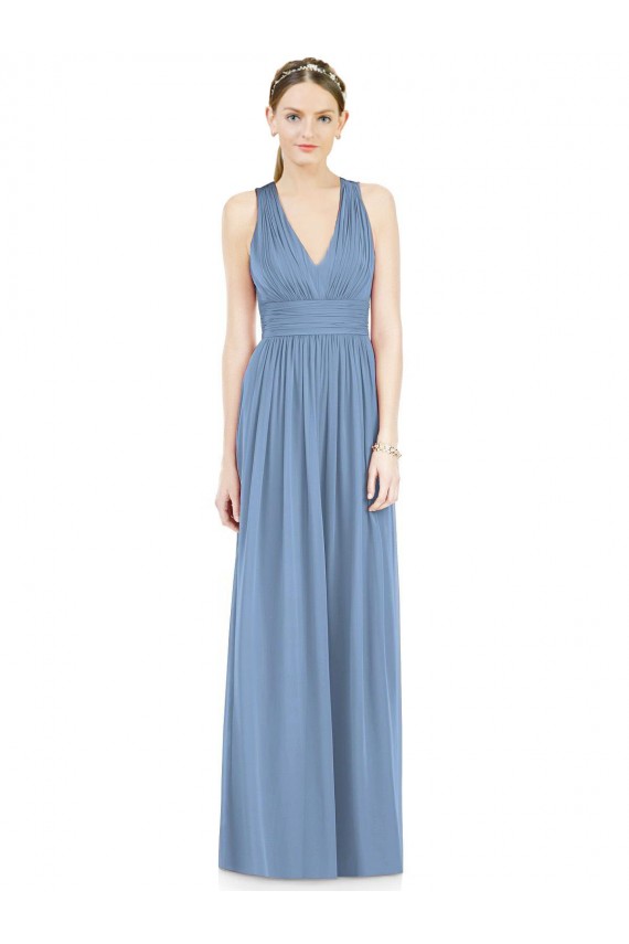 Sleeveless Cross Strap Back Chiffon Bridesmaid Dress UK