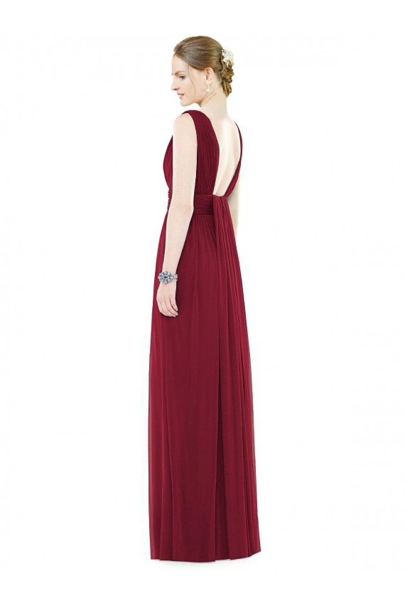 Low Square Back Sleeveless Shirred Skirt Bridesmaid Dress UK
