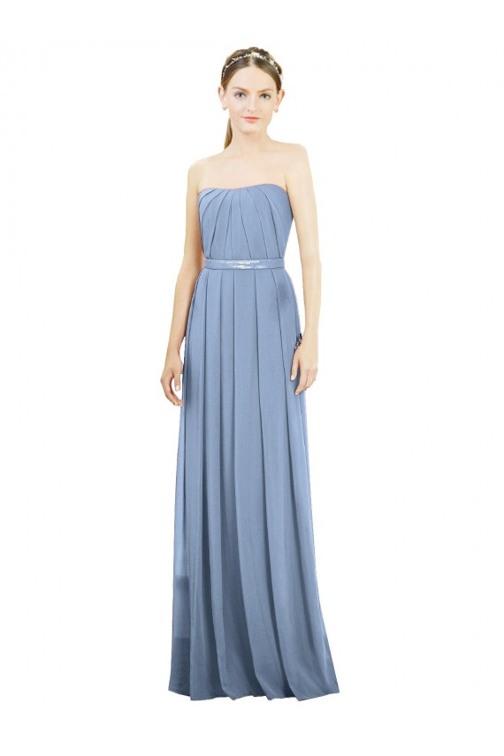 V-Pleat Chiffon Full-Length Strapless Bridesmaid Dress UK