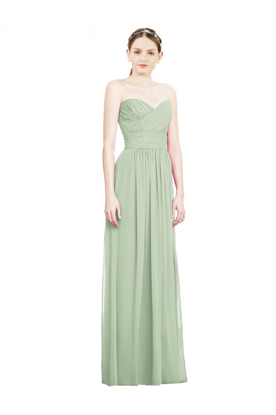 Crisscross Draped Full Length Strapless Chiffon Bridesmaid Dress UK