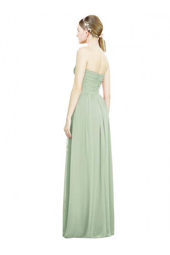 Crisscross Draped Full Length Strapless Chiffon Bridesmaid Dress UK