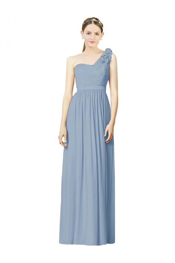 Flower Shoulder Draped One Shoulder Chiffon Bridesmaid Dress UK