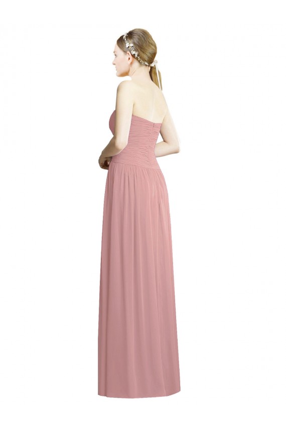 Crossover Draped Sweetheart Chiffon Bridesmaid Dress with Front Slit UK