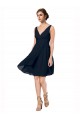 Short Knee Length Criss Cross Draped Chiffon Bridesmaid Dress UK