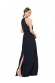 High Halter Neckline Chiffon Bridesmaid Dress with Slim Keyhole Back UK
