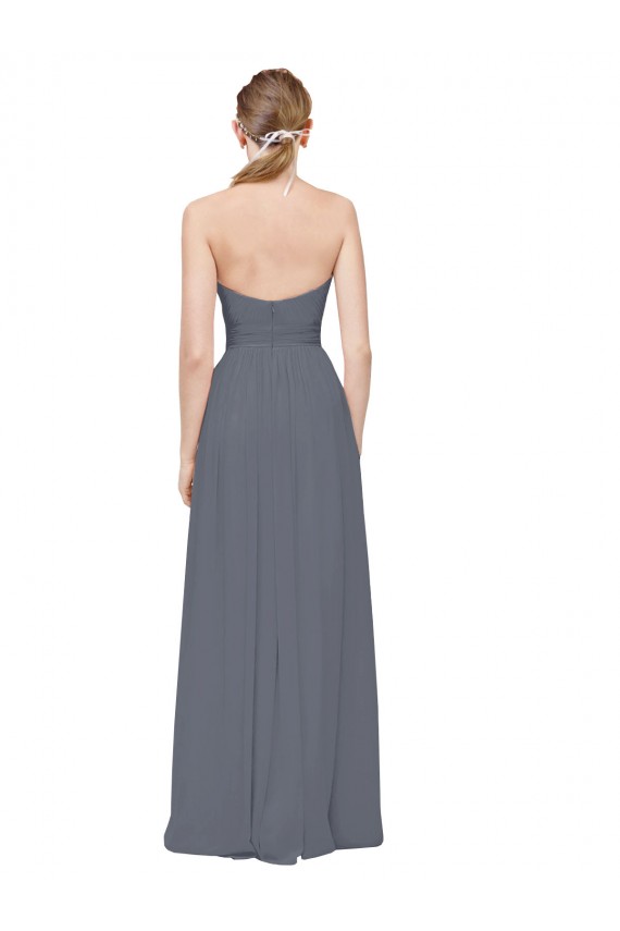 Twisted Waist Pleats Sweetheart Long Chiffon Bridesmaid Dress UK