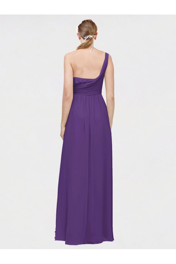 One Shoulder High Low Chiffon Bridesmaid Dress with Wrap Waist UK