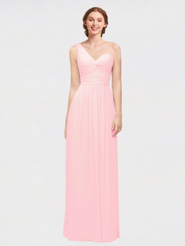 One Shoulder Twisted Waist Sweetheart Chiffon Bridesmaid Dress UK