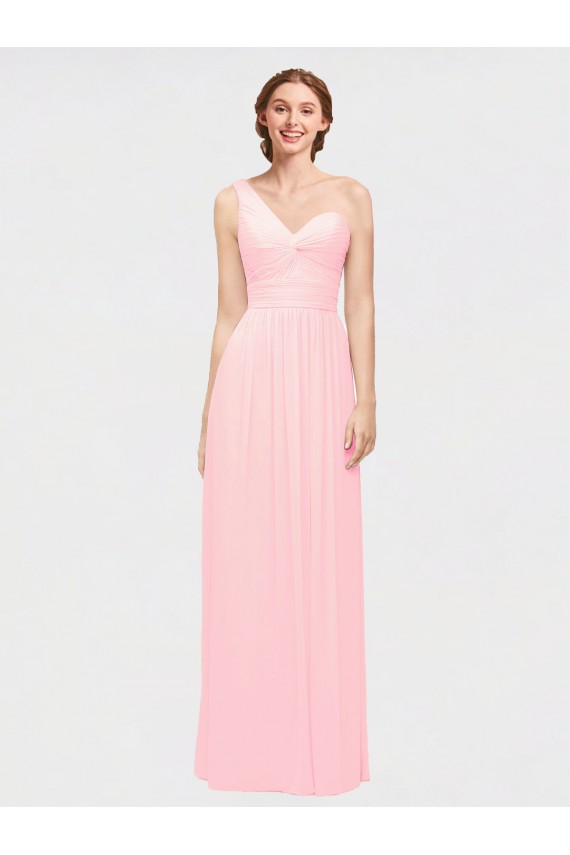 One Shoulder Twisted Waist Sweetheart Chiffon Bridesmaid Dress UK