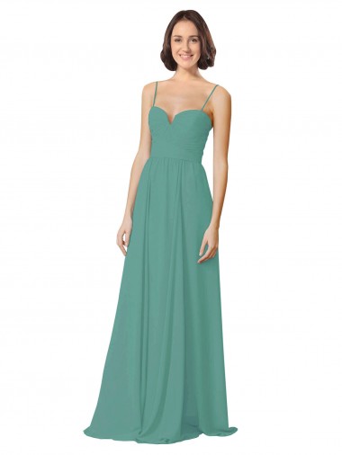 Spaghetti Straps Sweetheart A-Line Chiffon Bridesmaid Dress UK