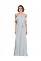 Off the Shoulder Spaghetti Strap Long Chiffon Bridesmaids Dress UK