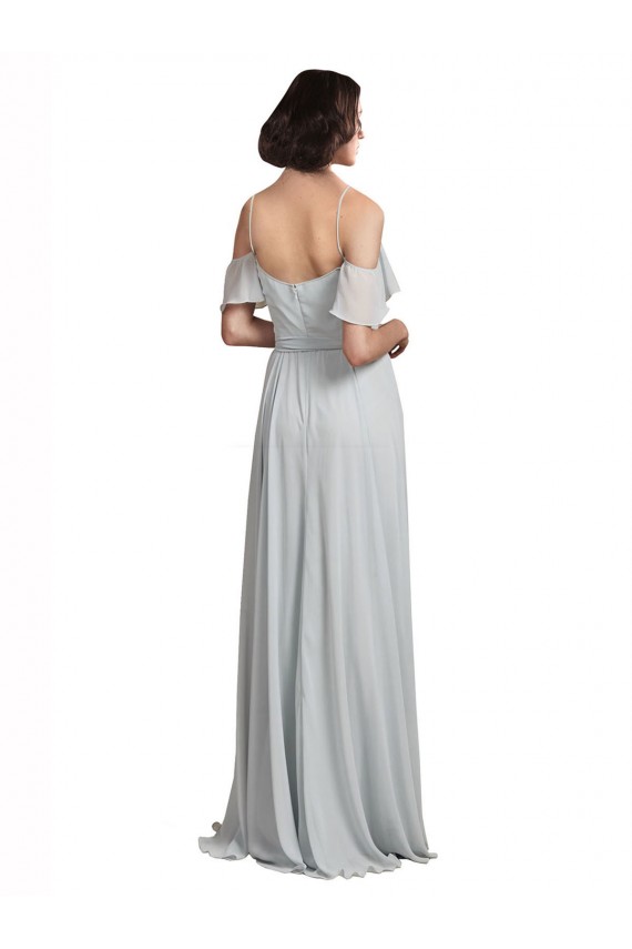 Off the Shoulder Spaghetti Strap Long Chiffon Bridesmaids Dress UK