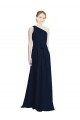 Long Chiffon Bridesmaid Dress with One Shoulder Neckline And Belt UK