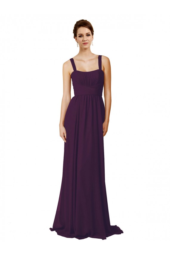 Full Length Chiffon Bridesmaid Dress with Spaghetti Straps UK
