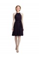 Short Knee Length High Neck Chiffon Bridesmaids Dress UK