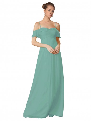 Hand-Ruched Chiffon Bridesmaid Dress with Flutter Sleeves UK