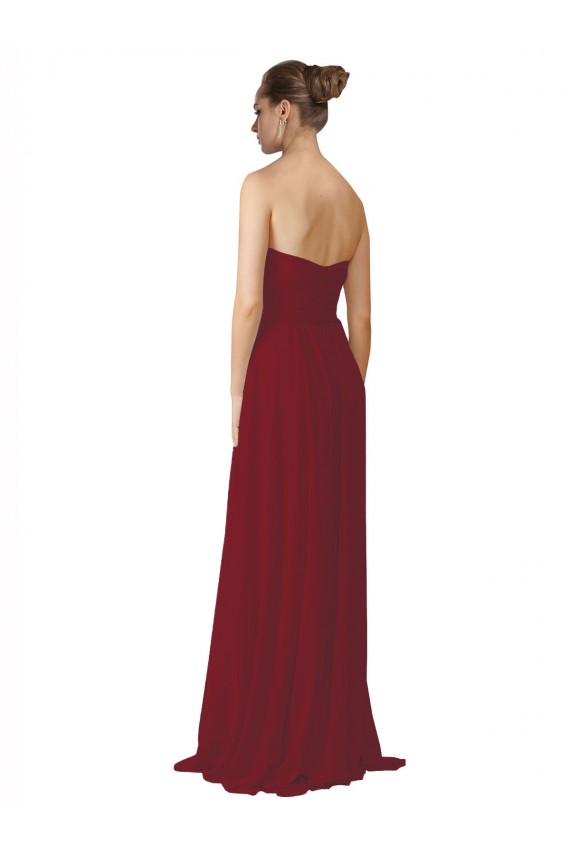 Hand-Ruched Sweetheart Long Chiffon Bridesmaid Dress UK