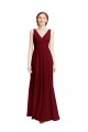 Long Chiffon V-Neck Bridesmaids Dress with Double Strap UK