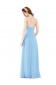Pleated Low Back Long V-Neck Chiffon Bridesmaid Dress with Thin Straps UK