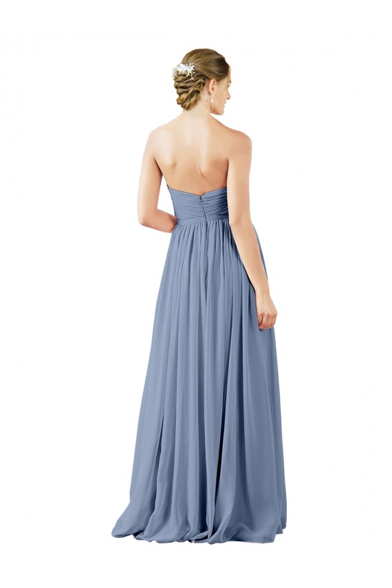 Deep Sweetheart Neckline Open Back Long Chiffon Bridesmaid Dress UK