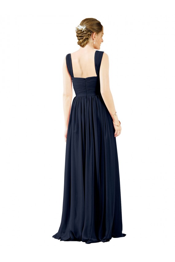 Square Neckline Sexy Open Back Long Chiffon Bridesmaid Dress UK