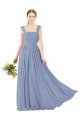 Square Neckline Sexy Open Back Long Chiffon Bridesmaid Dress UK