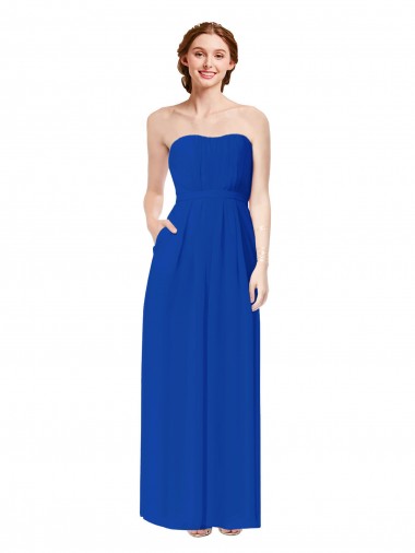 Strapless Sweetheart Keyhole Back Long Chiffon Bridesmaid Dress UK