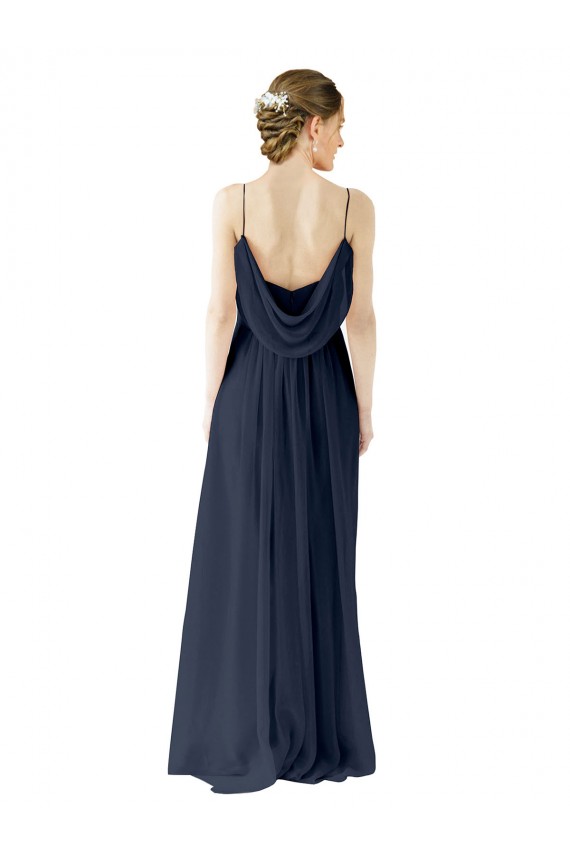 Spaghetti Straps Open Back Long Chiffon Bridesmaid Dress UK