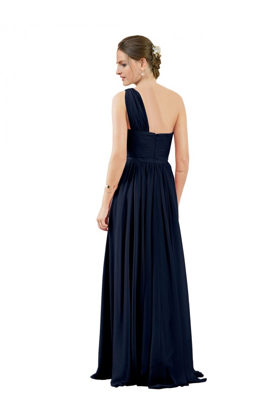 Draped One Shoulder Strapless Chiffon Bridesmaid Dress UK