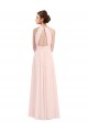 Sleeveless Chiffon High Neck Bridesmaid Dress with Diagonal Pleats UK