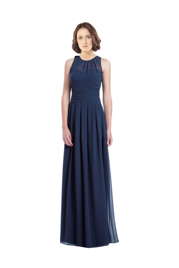 Chiffon High Neck Sleeveless Bridesmaid Dress with Pleats UK