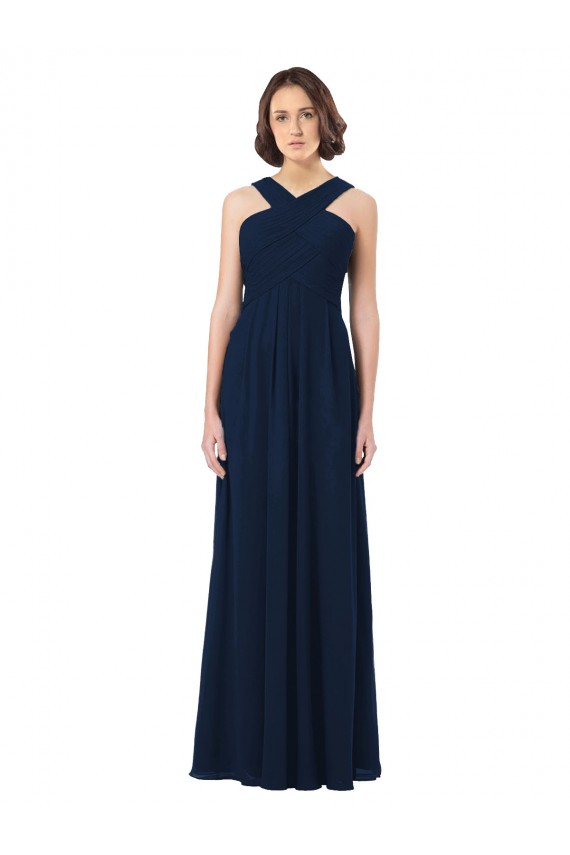 Long Chiffon Bridesmaid Dress V-Neck Top UK