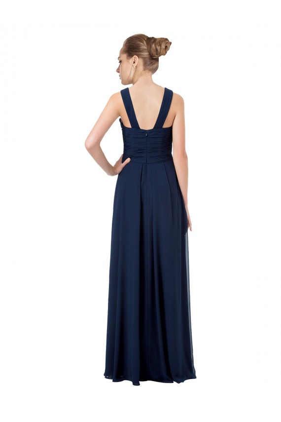 Long Chiffon Bridesmaid Dress V-Neck Top UK