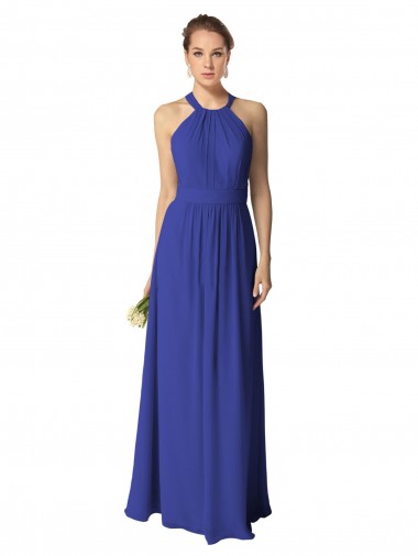 Long Full Length Chiffon Halter Bridesmaid Dress UK