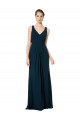 Long Chiffon V-Neck Sleeveless Bridesmaid Dress with Large Keyhole Back UK