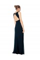 Long Chiffon V-Neck Sleeveless Bridesmaid Dress with Large Keyhole Back UK