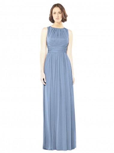 Open Keyhole Back Bateau Neck Chiffon Bridesmaid Dress UK