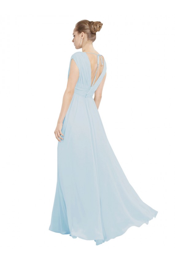 Chiffon Bridsmaids Dress with V-Neckline and Tie V Back UK