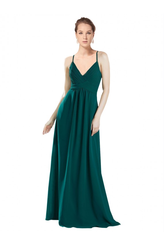 Sexy Chiffon Bridesmaid Dress with Deep V-Neckline UK
