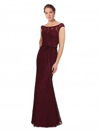 Lace Bridesmaids Dress with Matching Satin Tie Sash UK